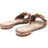 Beige Satin and Crystal Slide Flats Size 38.5