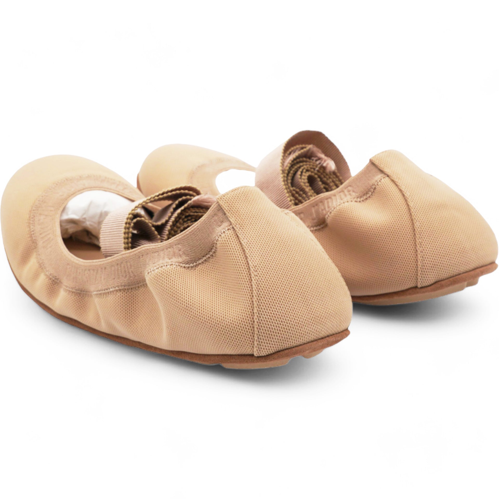 Micro Mesh Academy Lace-Up Ballerina Flats Nude 38.5