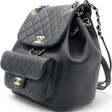 Lambskin Quilted Duma Drawstring Backpack Black