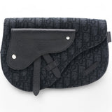 Trotter Saddle Shoulder Waist Bag Black Canvas Leather