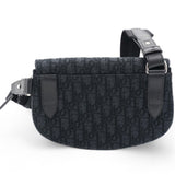 Trotter Saddle Shoulder Waist Bag Black Canvas Leather