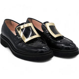 Viv' Rangers Metal Buckle Loafers in Leather 36