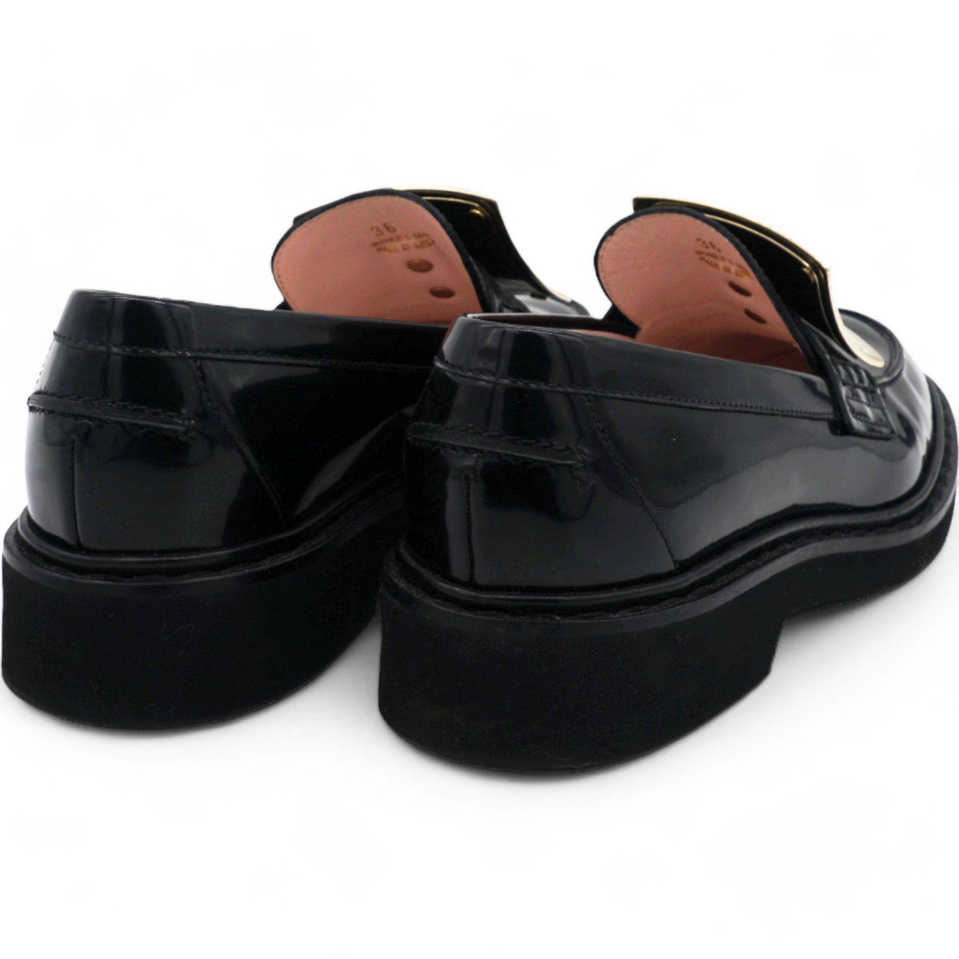 Viv' Rangers Metal Buckle Loafers in Leather 36