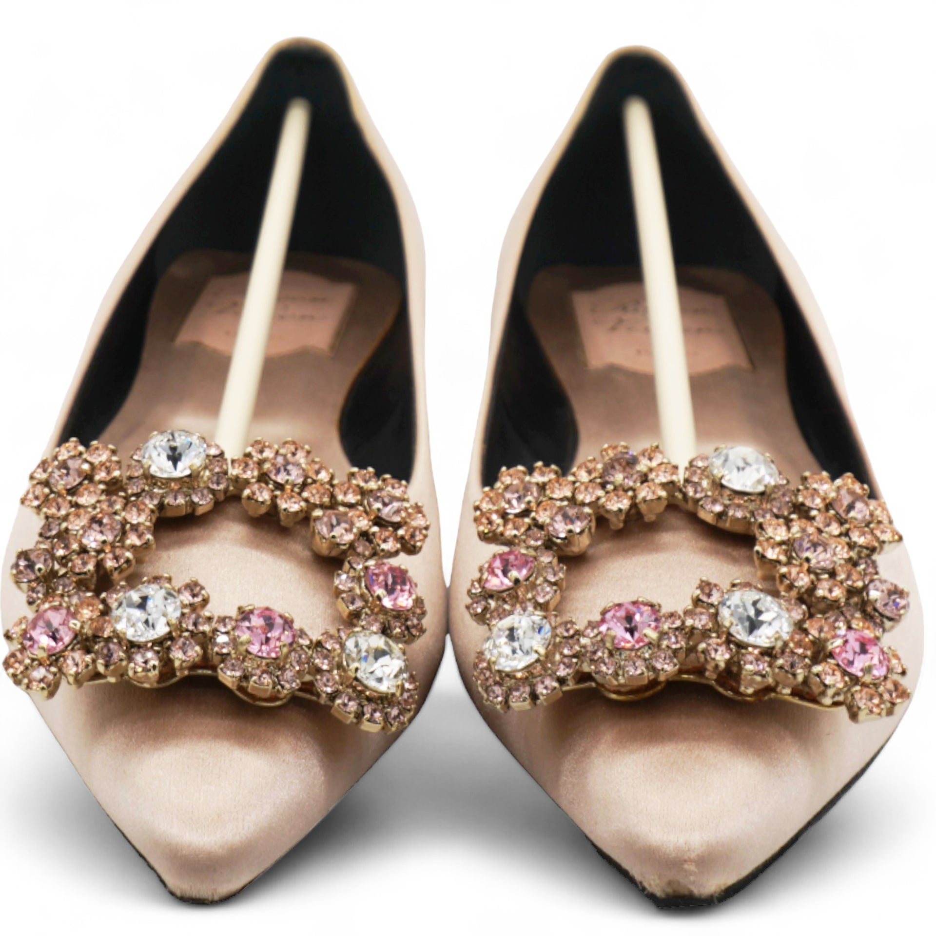 Floral Silk Satin Rhinestone Ballet Pumps 36.5