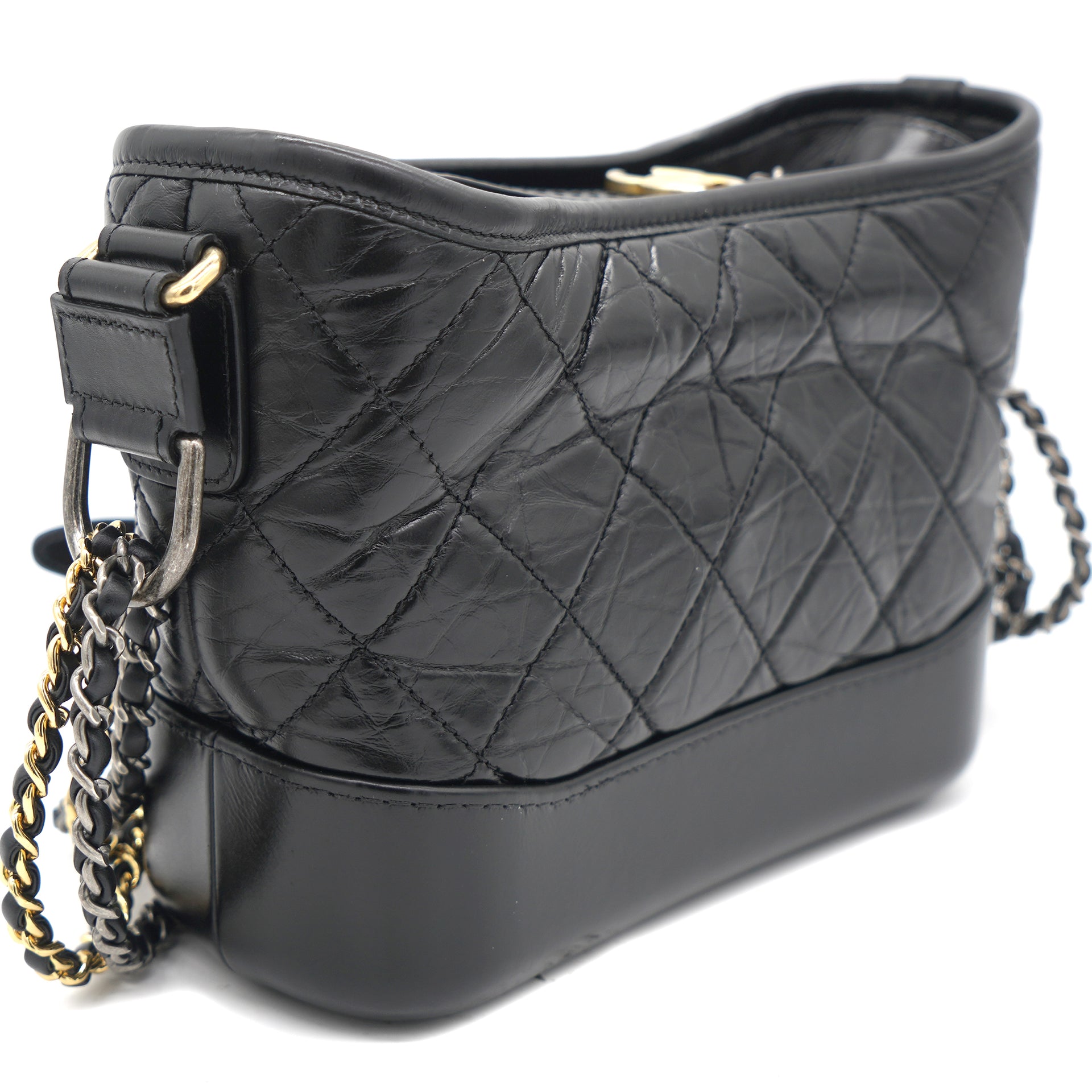 Chanel Gabrielle Small Hobo Bag Black Aged Calfskin Smooth Calfskin | eBay