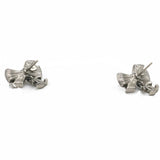 Crystal CC Bow Drop Earrings Silver