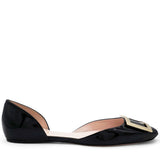 Trompette Metal Buckle Ballerinas in Patent Leather 36.5