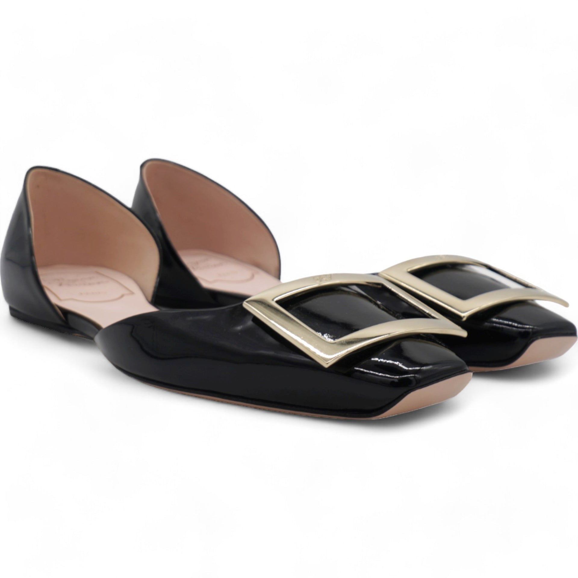 Trompette Metal Buckle Ballerinas in Patent Leather 36.5