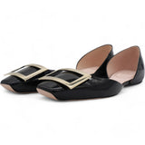 Trompette Metal Buckle Ballerinas in Patent Leather 36.5