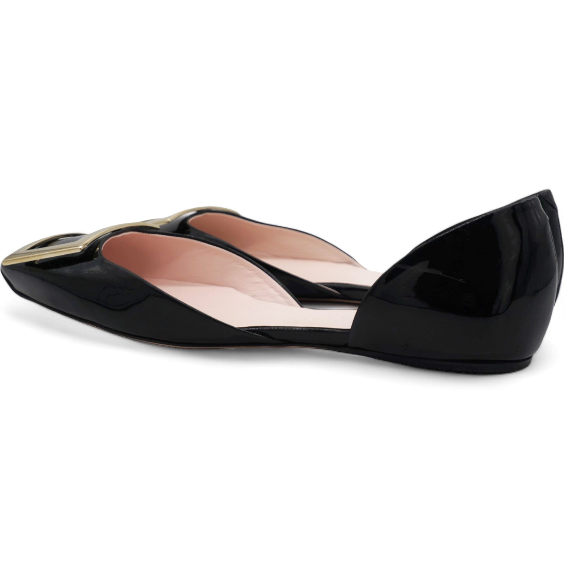 Trompette Metal Buckle Ballerinas in Patent Leather 36.5