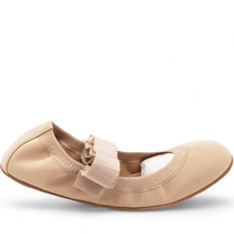 Micro Mesh Academy Lace-Up Ballerina Flats Nude 38.5