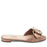 Beige Satin and Crystal Slide Flats Size 38.5