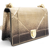 Metallic Patent Micro-Cannage Gradient Diorama Flap Bag Bronze Gold