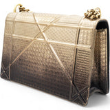 Metallic Patent Micro-Cannage Gradient Diorama Flap Bag Bronze Gold