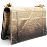 Metallic Patent Micro-Cannage Gradient Diorama Flap Bag Bronze Gold