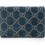 Velvet Crystal GG Monogram Dionysus Chain Wallet Blue