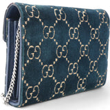 Velvet Crystal GG Monogram Dionysus Chain Wallet Blue