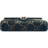 Velvet Crystal GG Monogram Dionysus Chain Wallet Blue