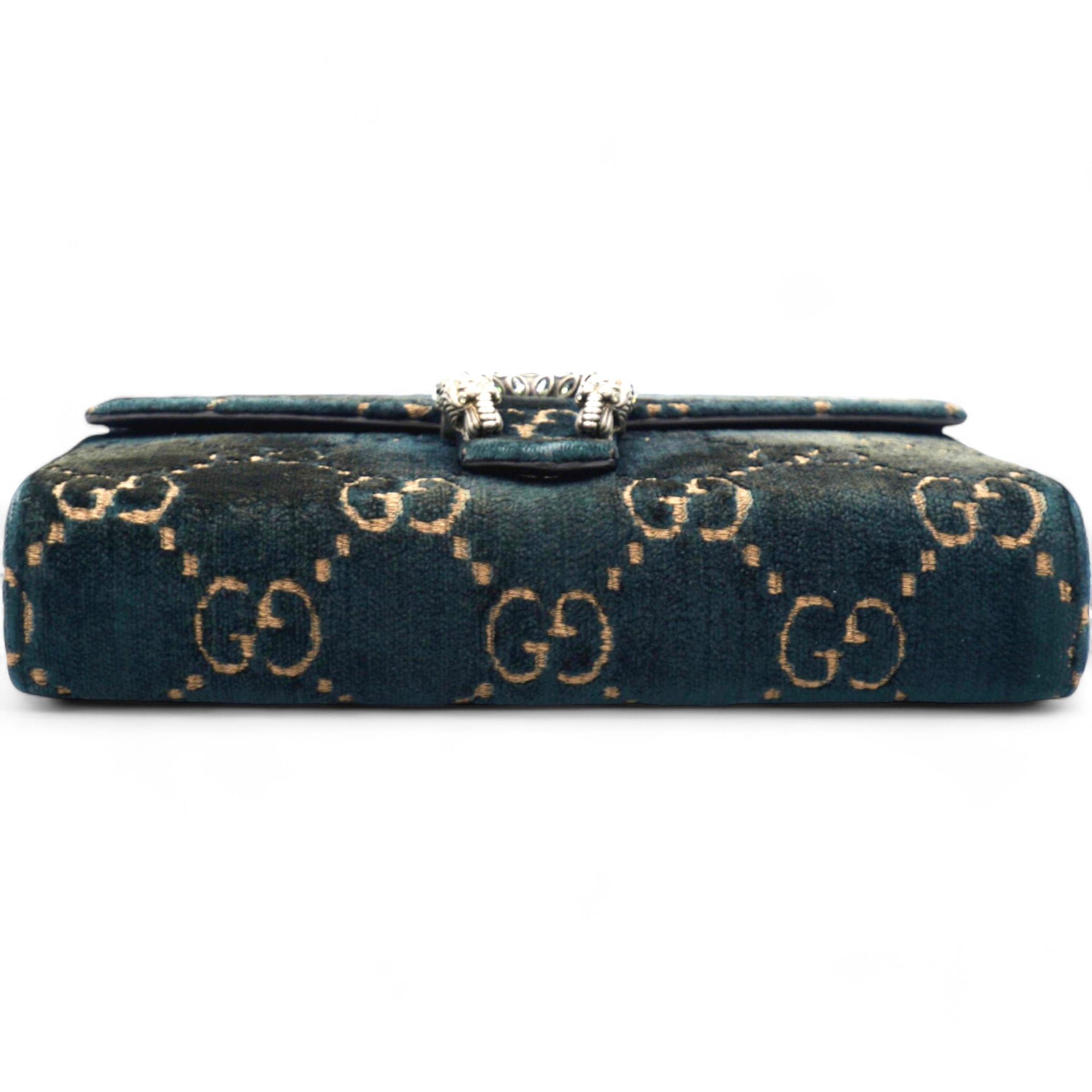 Velvet Crystal GG Monogram Dionysus Chain Wallet Blue