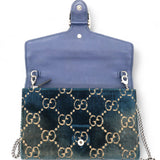 Velvet Crystal GG Monogram Dionysus Chain Wallet Blue