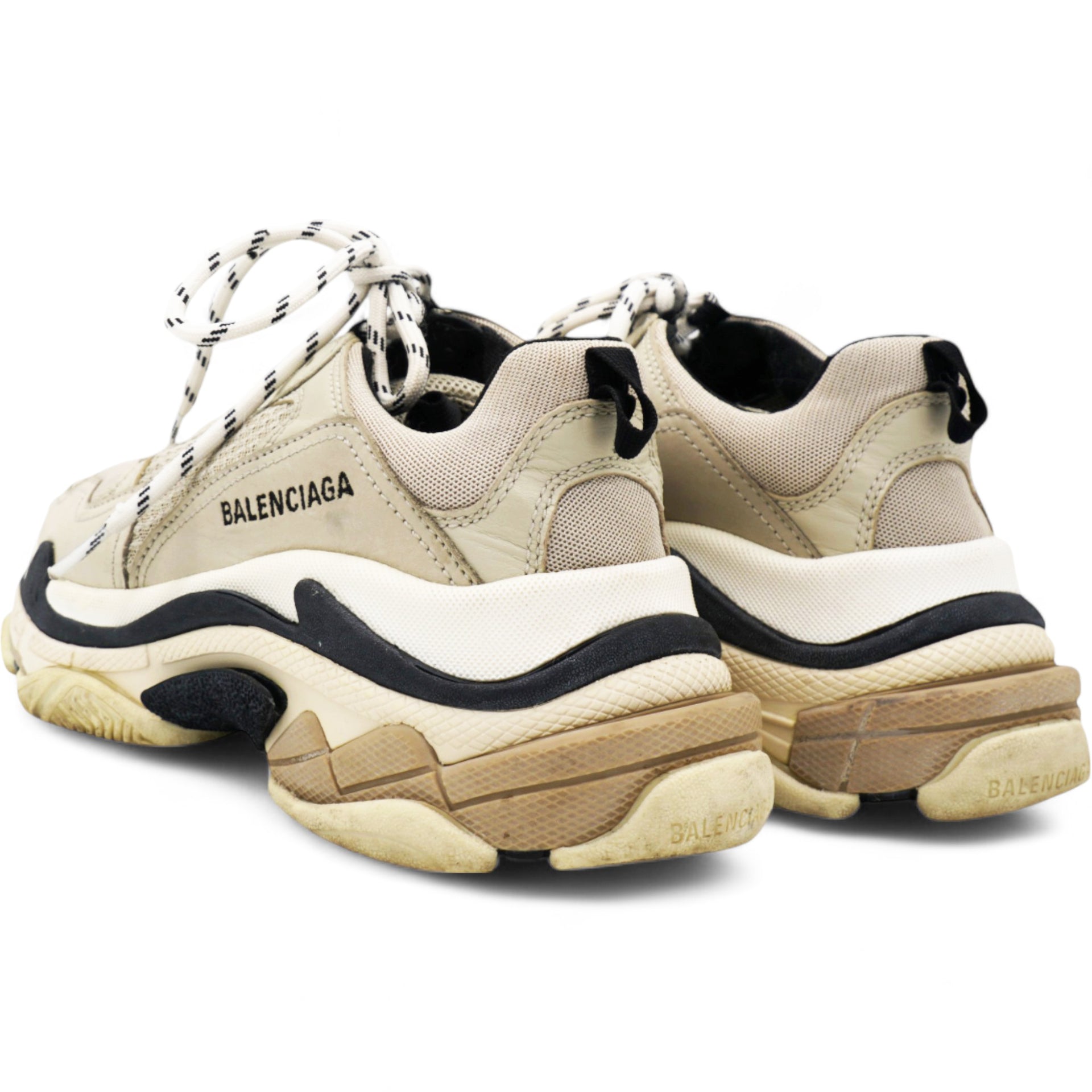 Light Beige/Cream/Grey Leather, Mesh Triple S Clear Sneakers Size38