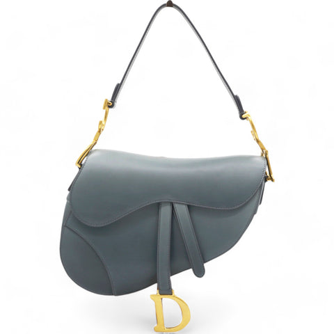 Grained Calfskin Saddle Bag Sky Blue