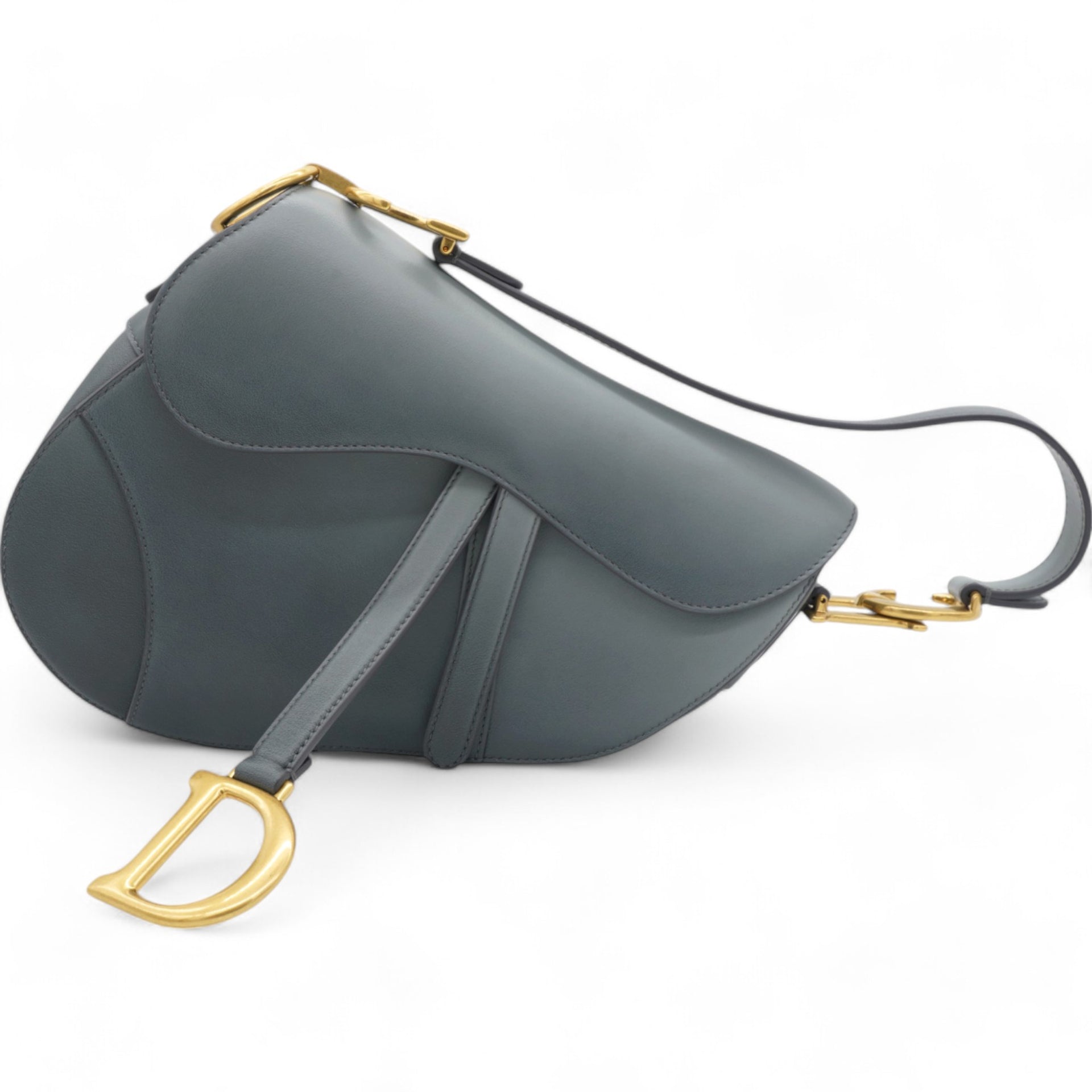 Grained Calfskin Saddle Bag Sky Blue