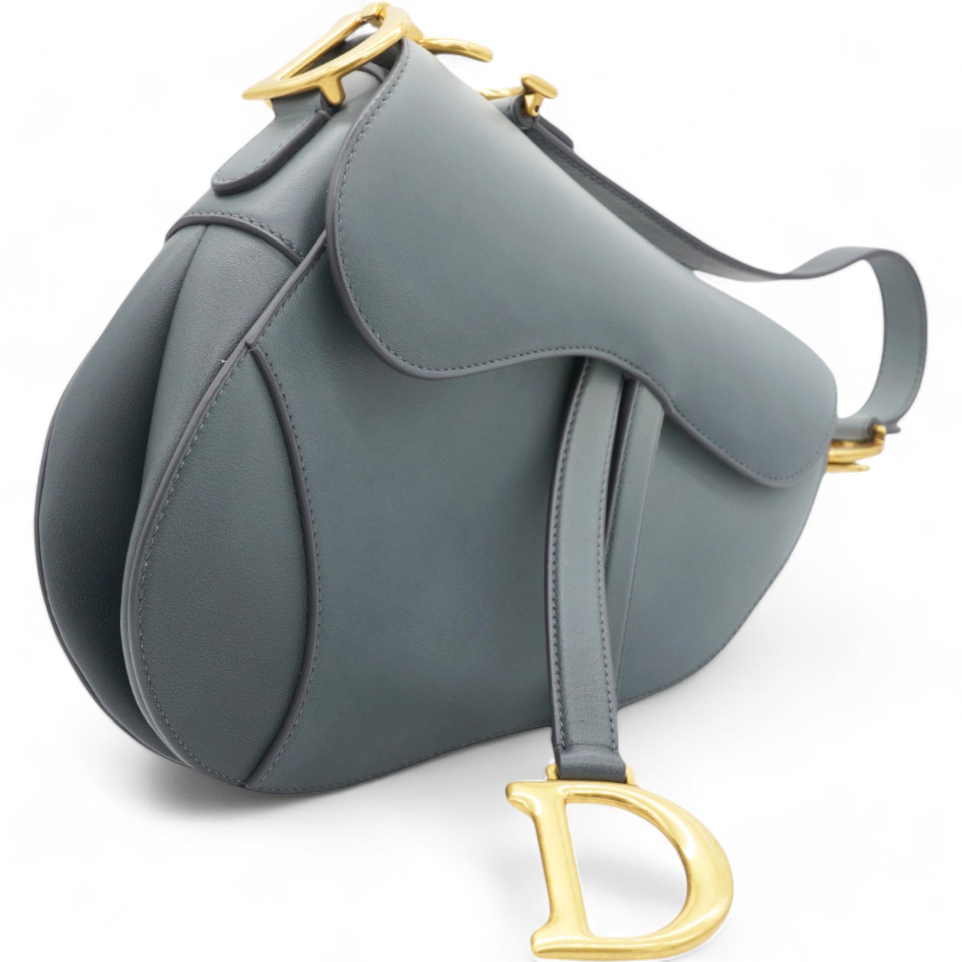 Grained Calfskin Saddle Bag Sky Blue