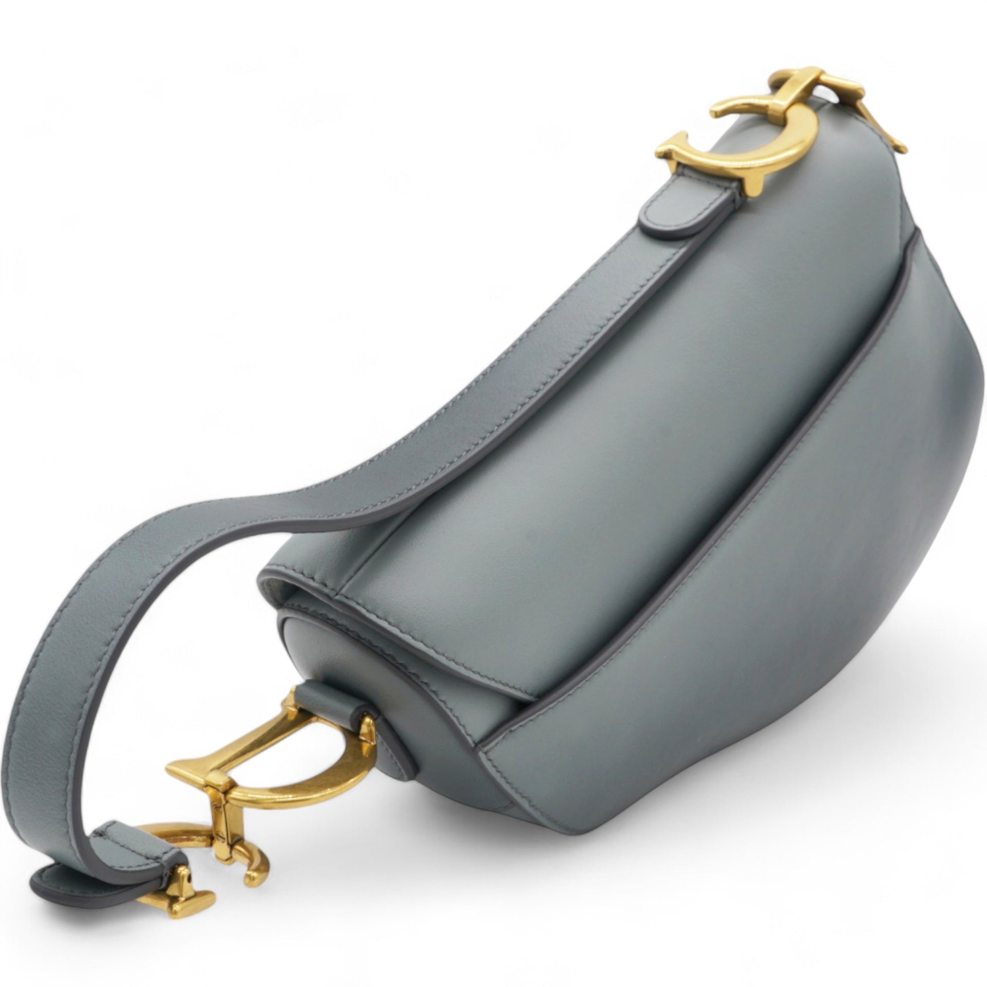 Grained Calfskin Saddle Bag Sky Blue