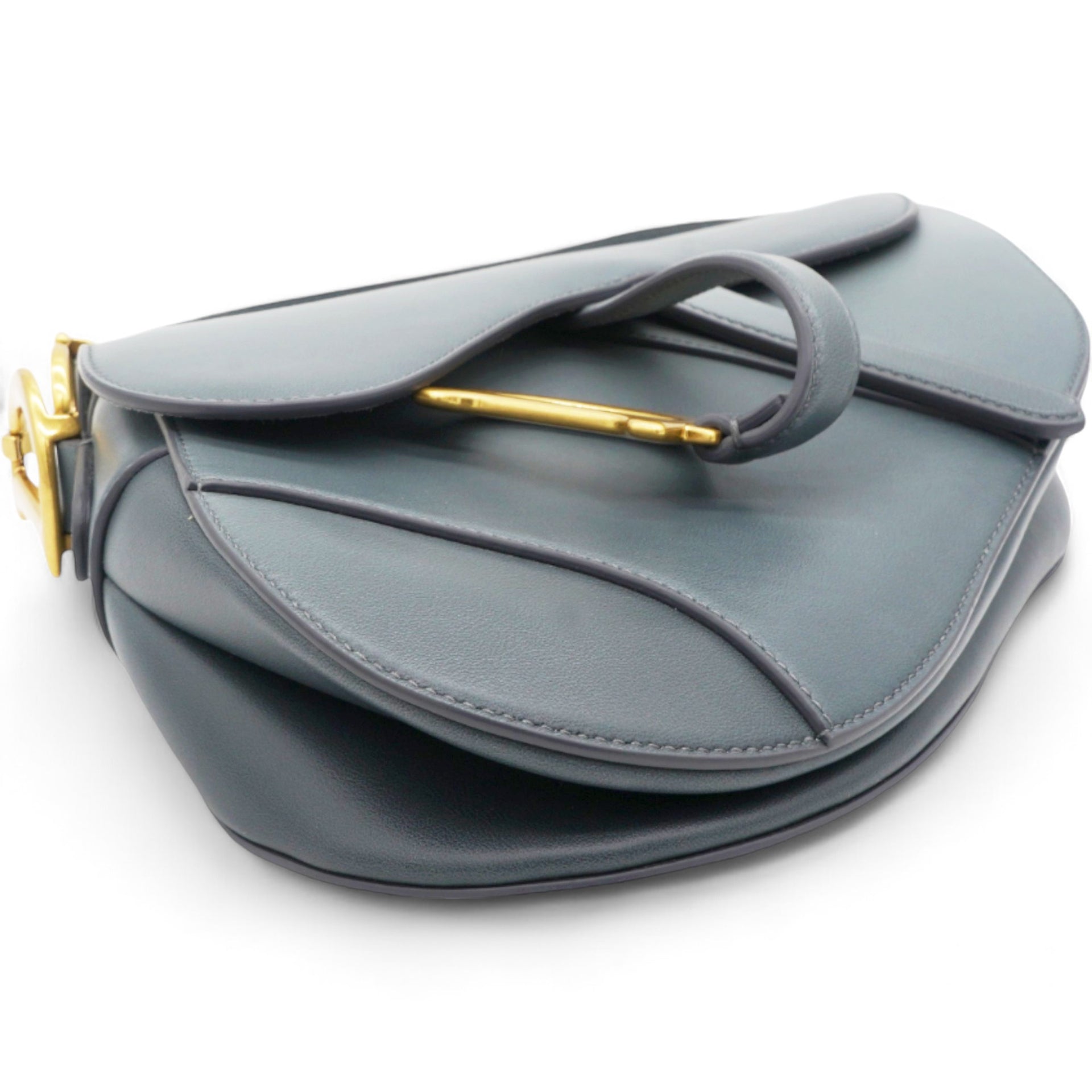 Grained Calfskin Saddle Bag Sky Blue