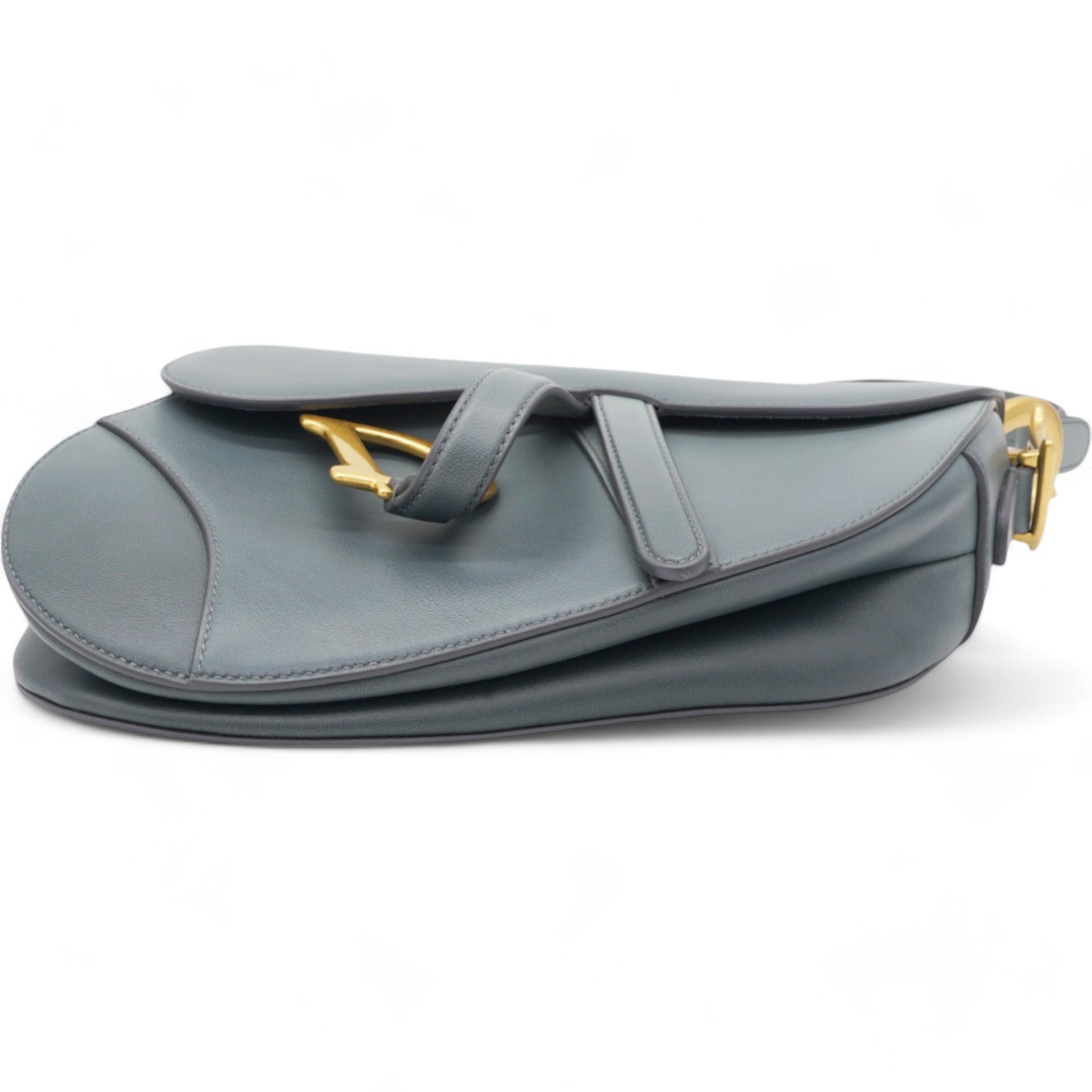 Grained Calfskin Saddle Bag Sky Blue