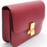 Box Calfskin Medium Classic Box Flap Bag Red