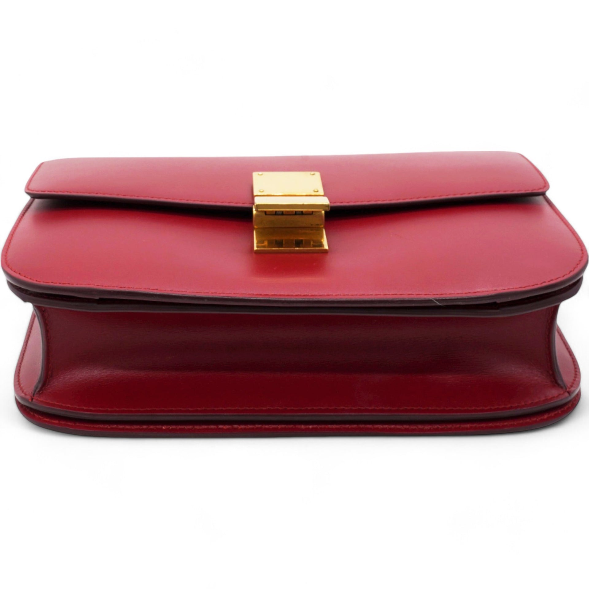 Box Calfskin Medium Classic Box Flap Bag Red