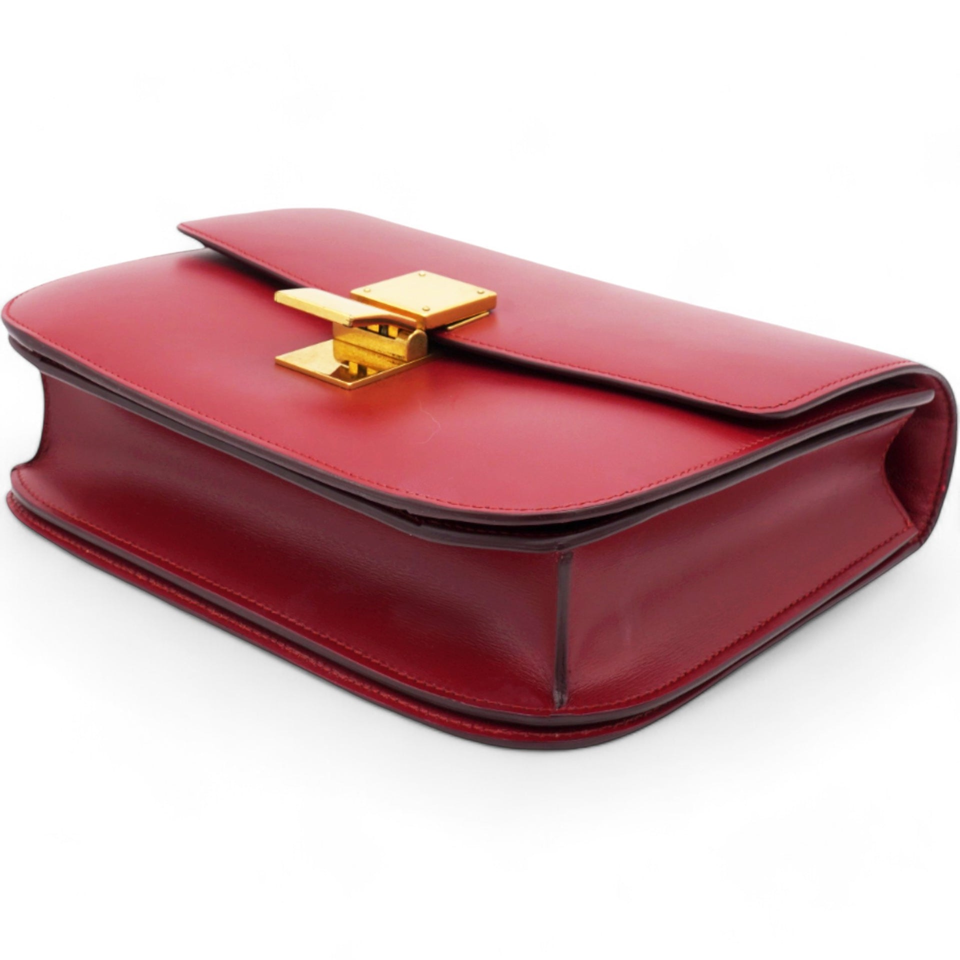 Box Calfskin Medium Classic Box Flap Bag Red