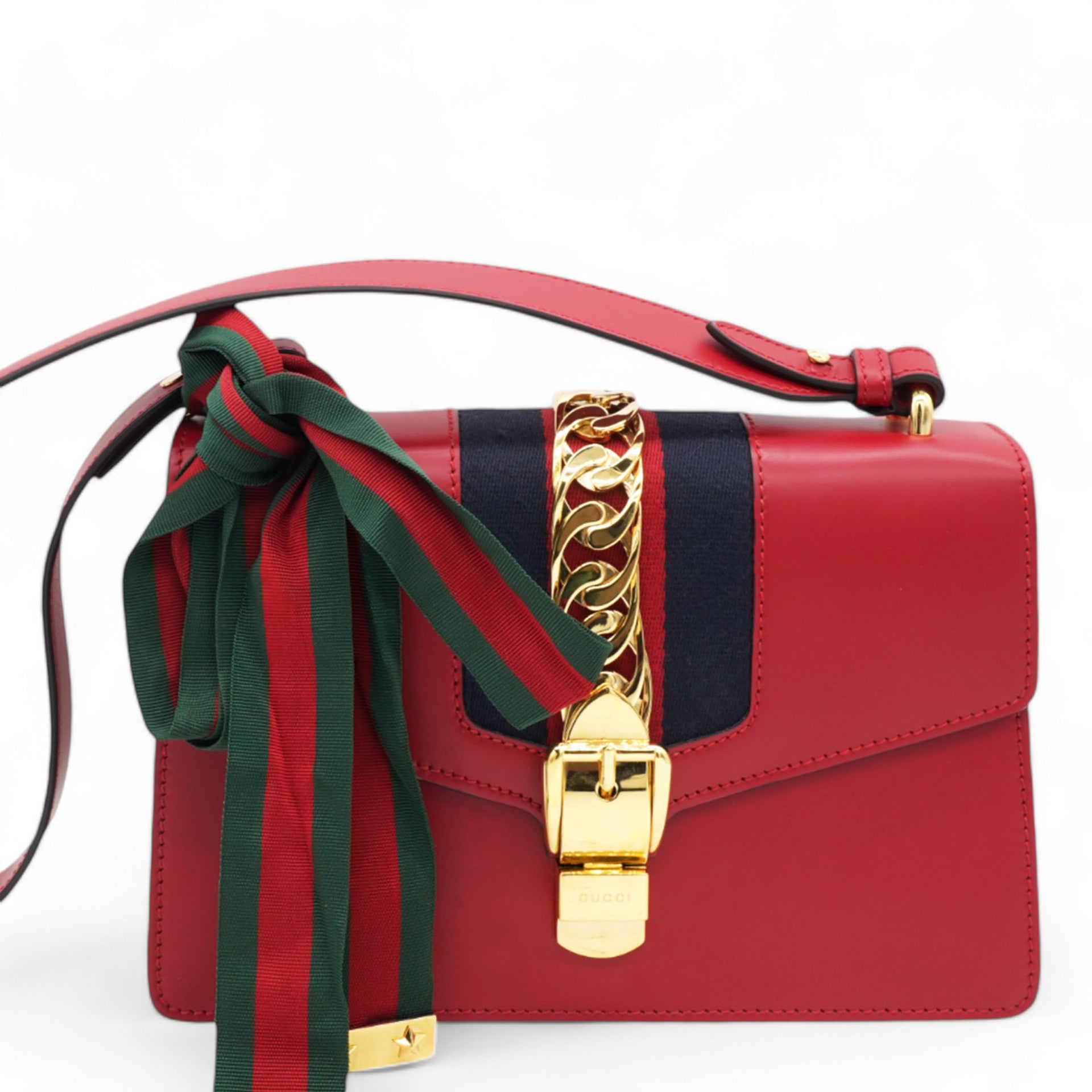 Calfskin Small Sylvie Shoulder Bag Hibiscus Red