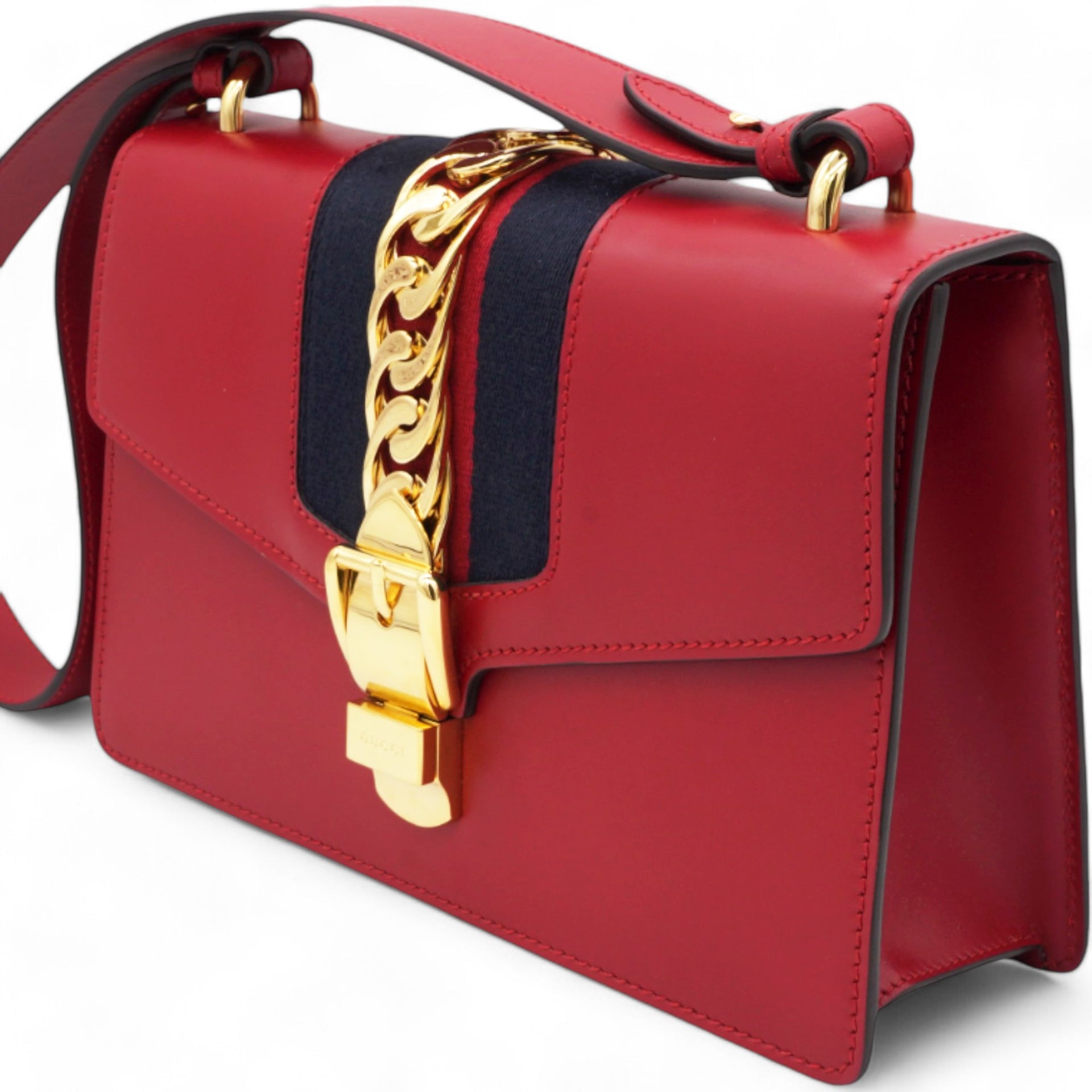 Calfskin Small Sylvie Shoulder Bag Hibiscus Red