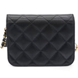 Lambskin Quilted Mini Coco Bow Clutch With Chain Black