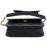 Lambskin Quilted Mini Coco Bow Clutch With Chain Black