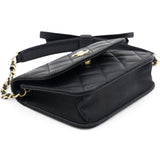 Lambskin Quilted Mini Coco Bow Clutch With Chain Black