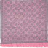 Wool Jacquard GG Monogram Sten Fringe Scarf Graphite Pink