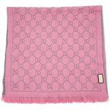 Wool Jacquard GG Monogram Sten Fringe Scarf Graphite Pink