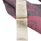 Wool Jacquard GG Monogram Sten Fringe Scarf Graphite Pink