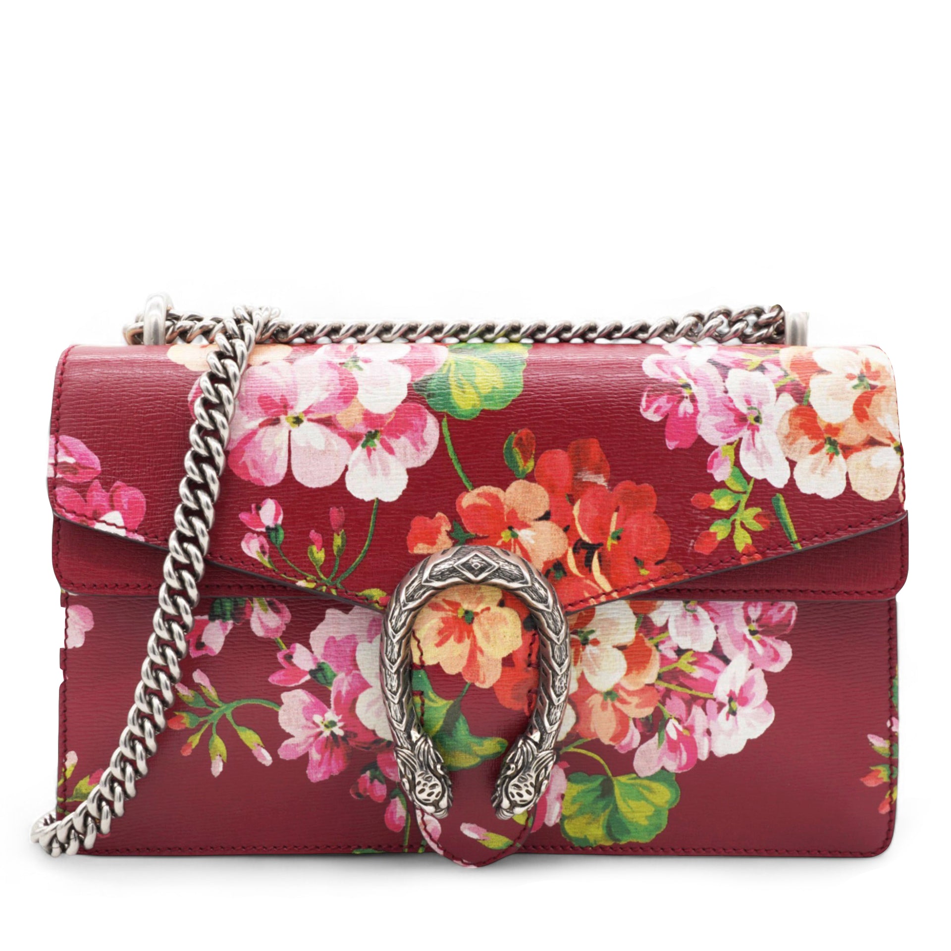 Calfskin Blooms Print Medium Dionysus Shoulder Bag Romantic Cherry Multicolor