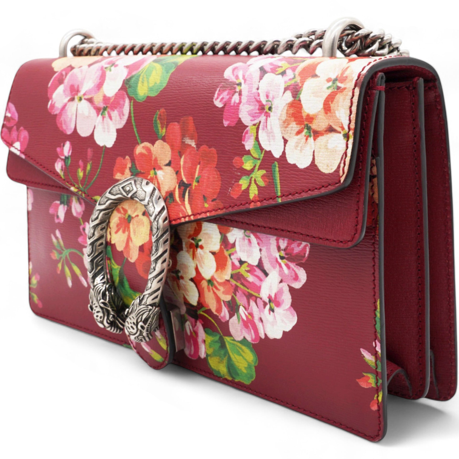 Calfskin Blooms Print Medium Dionysus Shoulder Bag Romantic Cherry Multicolor