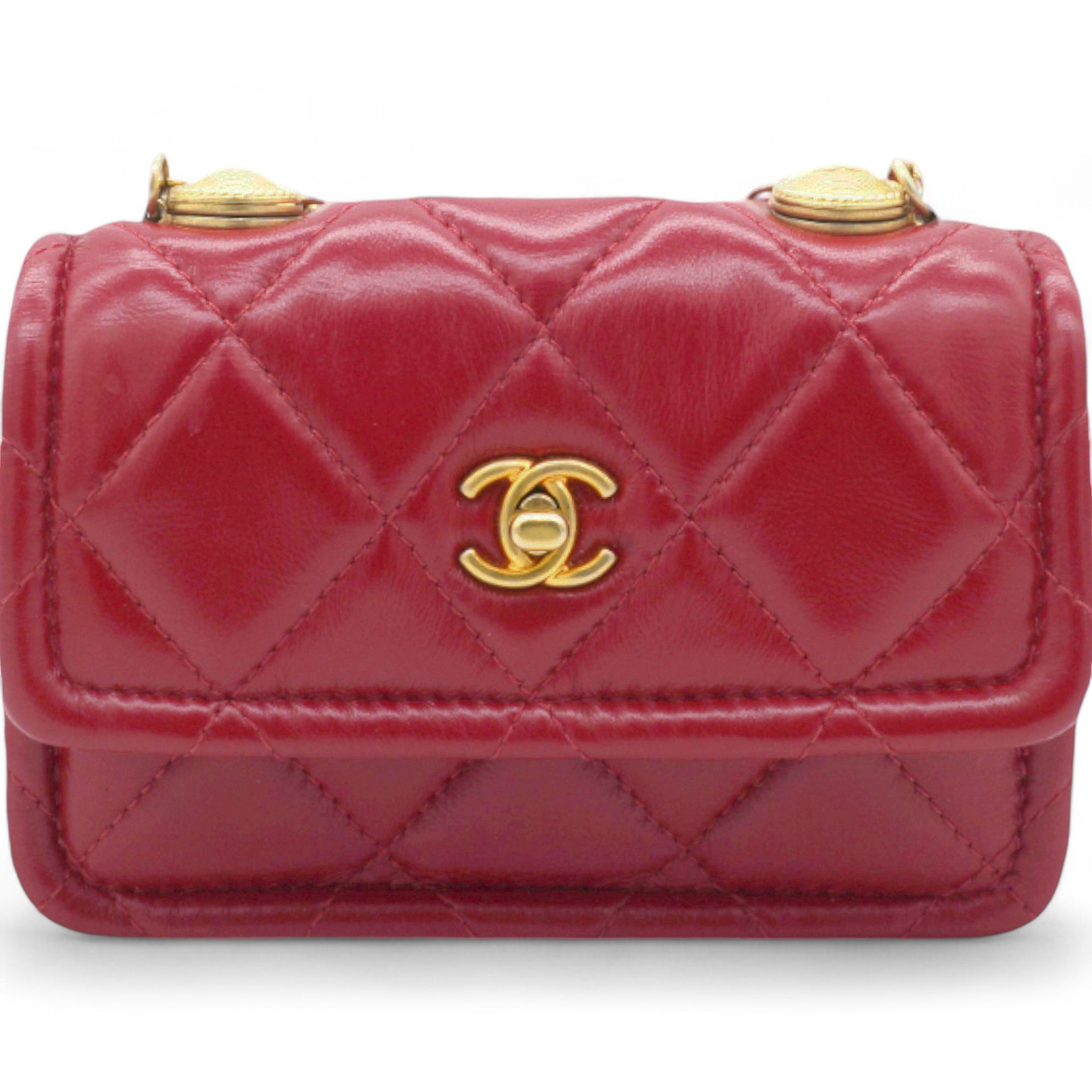 Vintage Rare Red Lambskin Micro Mini Flap