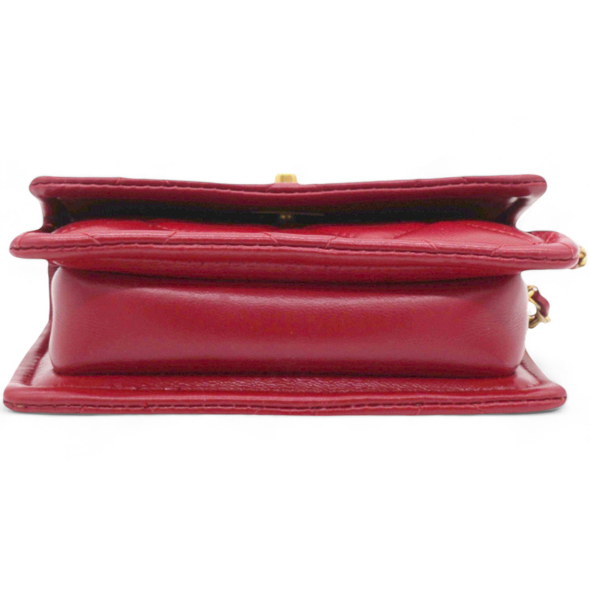 Vintage Rare Red Lambskin Micro Mini Flap