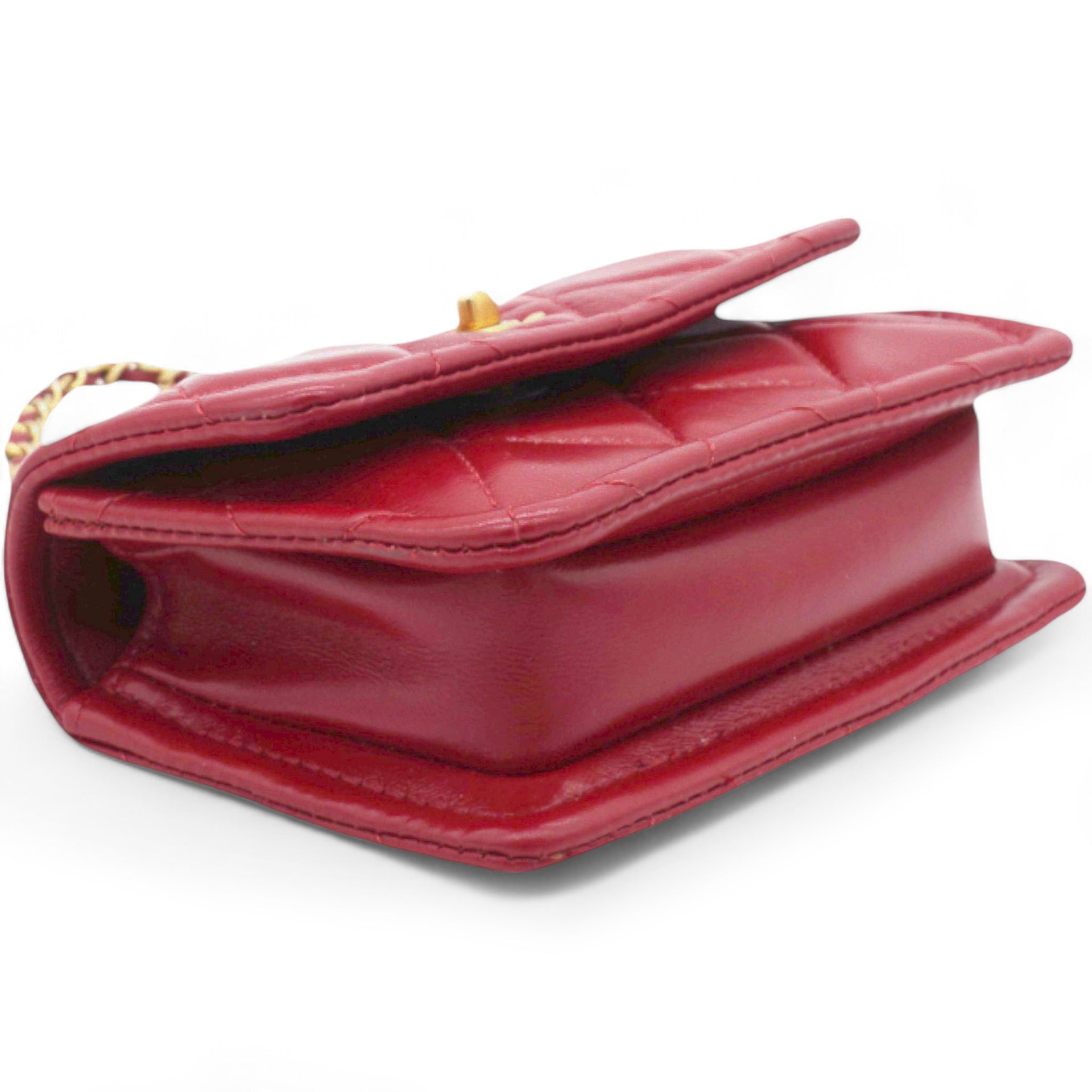 Vintage Rare Red Lambskin Micro Mini Flap