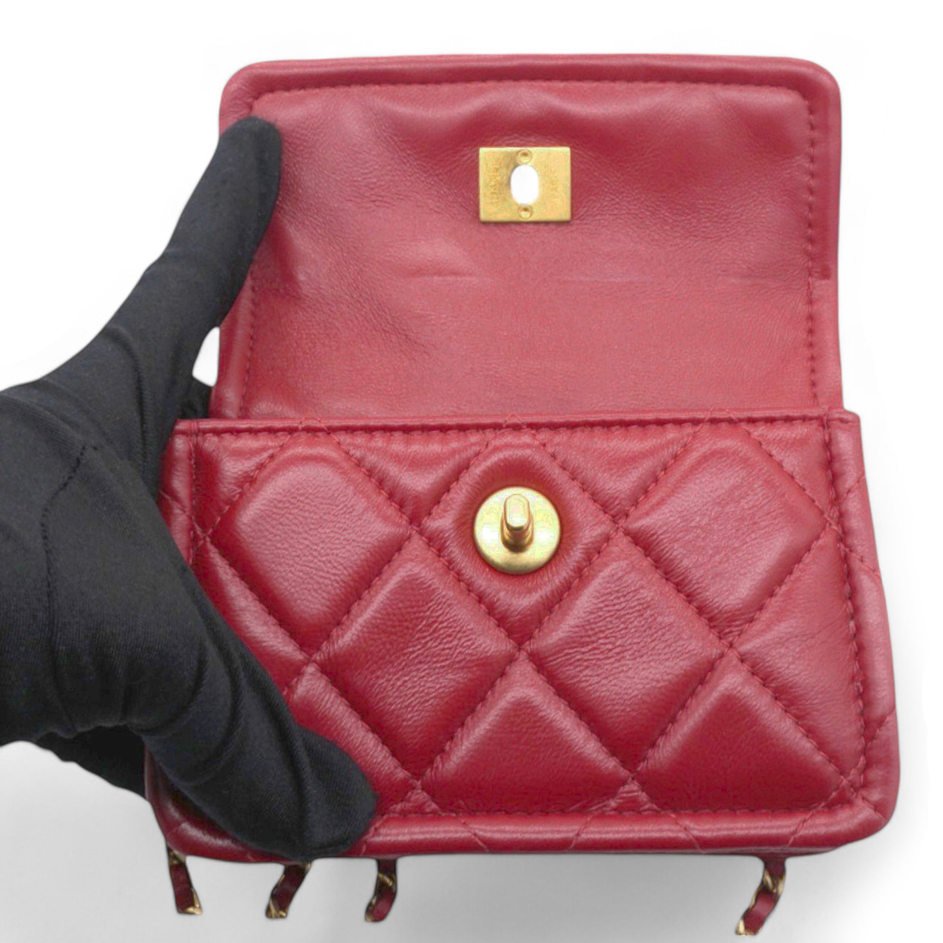 Vintage Rare Red Lambskin Micro Mini Flap