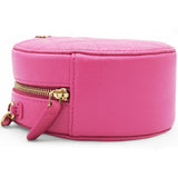 Caviar Quilted Crystal CC Round Clutch With Chain Pink