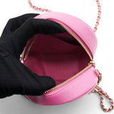 Caviar Quilted Crystal CC Round Clutch With Chain Pink